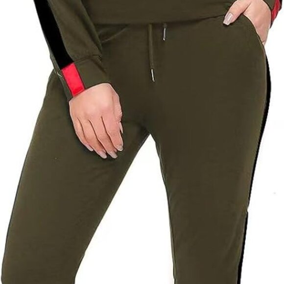 Chic Women’s Stripe Patchwork Sweatsuit Set – Pullover & Skinny Pants, 3X-Large - Picture 5 of 7